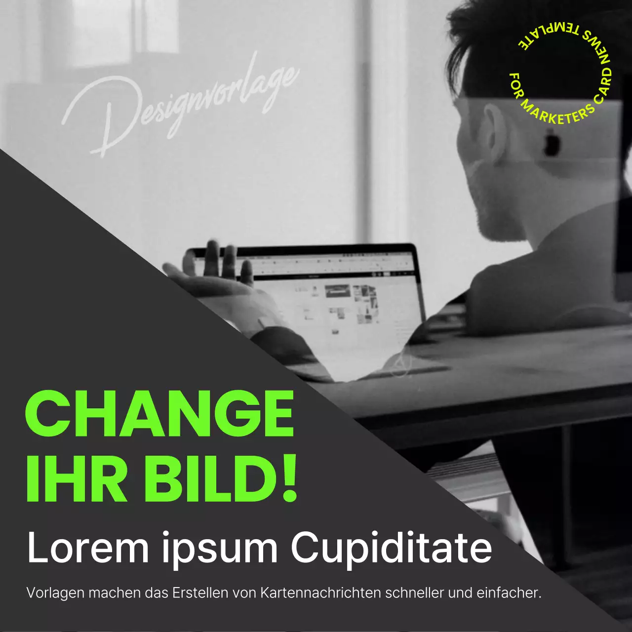 Moderne und trendige cardnews Vorlage Vorschlag in marineblau und fluoreszierenden Farben