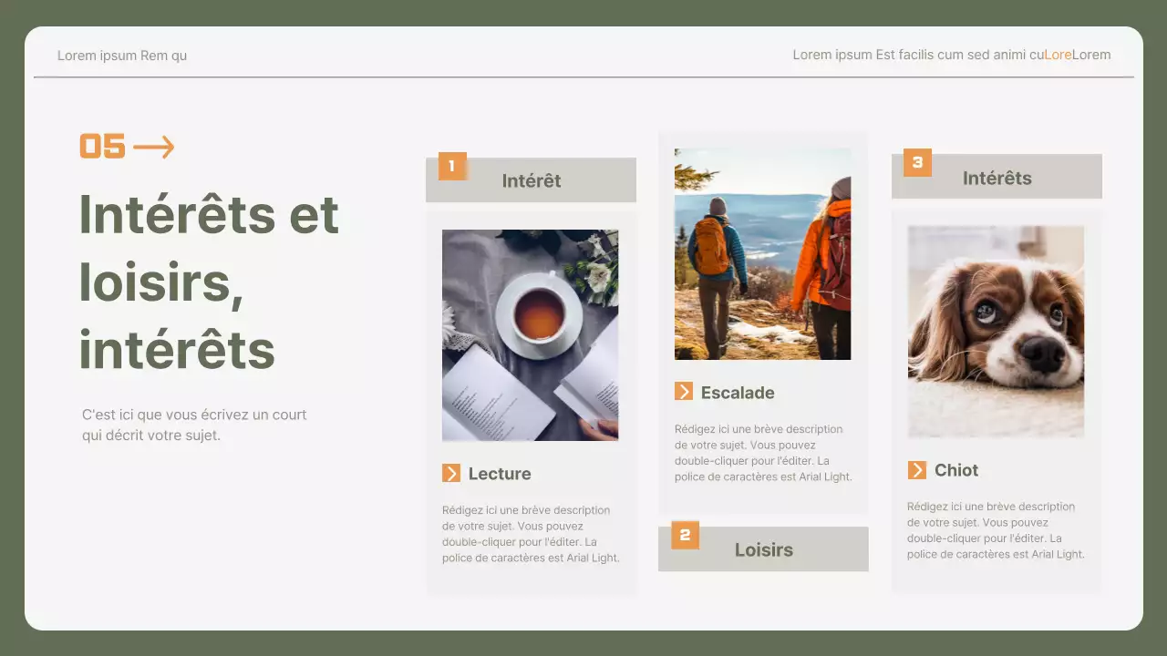 Lettre de motivation simple pour un poste de débutant dans une entreprise, en kaki et jaune