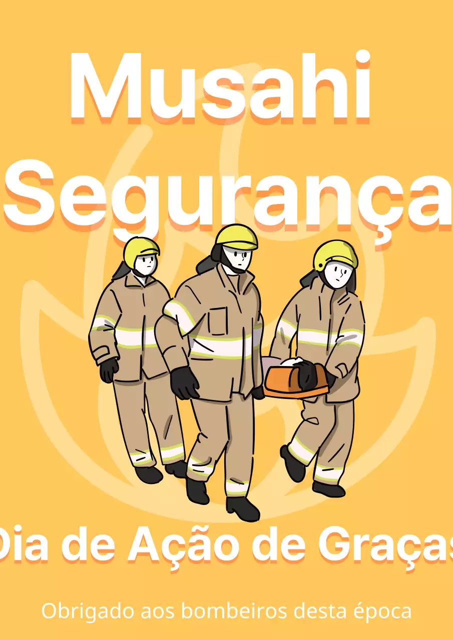 Revista simples de bombeiro com fundo amarelo