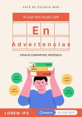 Un simple estudio naranja café nota de advertencia