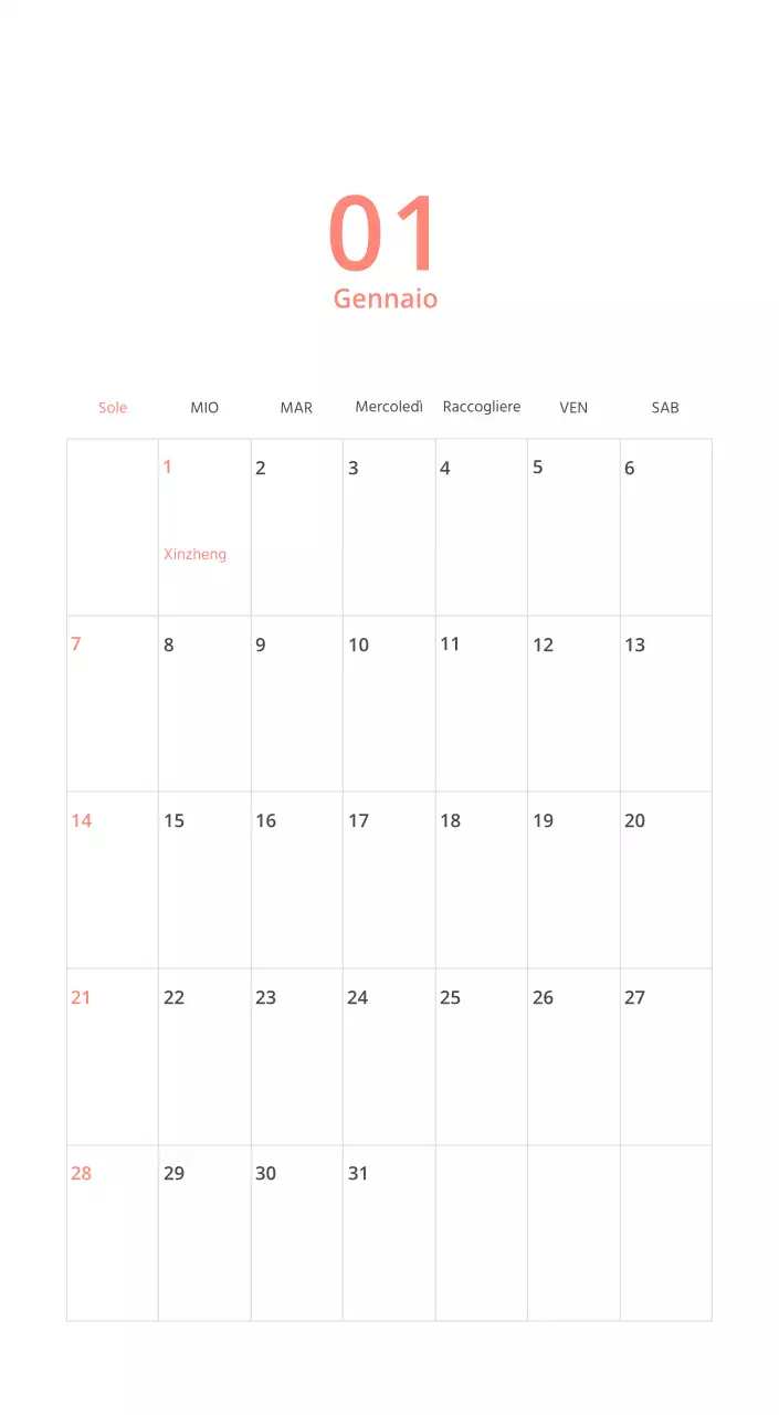 Calendario illustrato multicolore