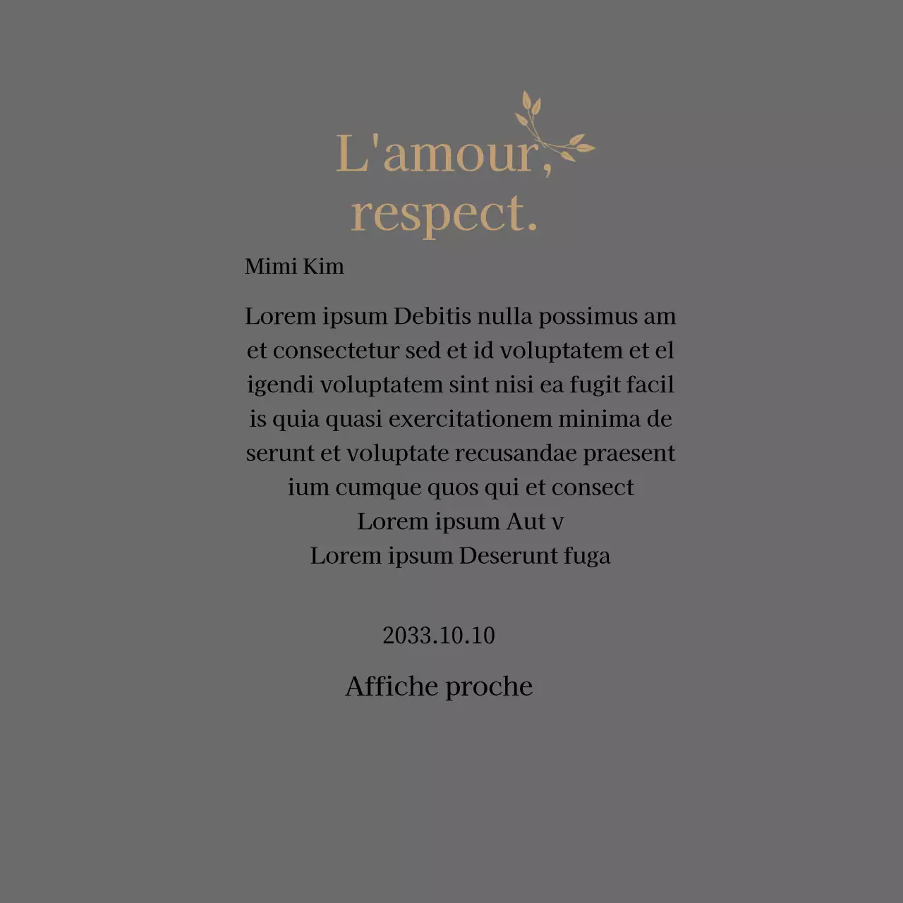 Plaque de remerciement classique avec or et feuilles