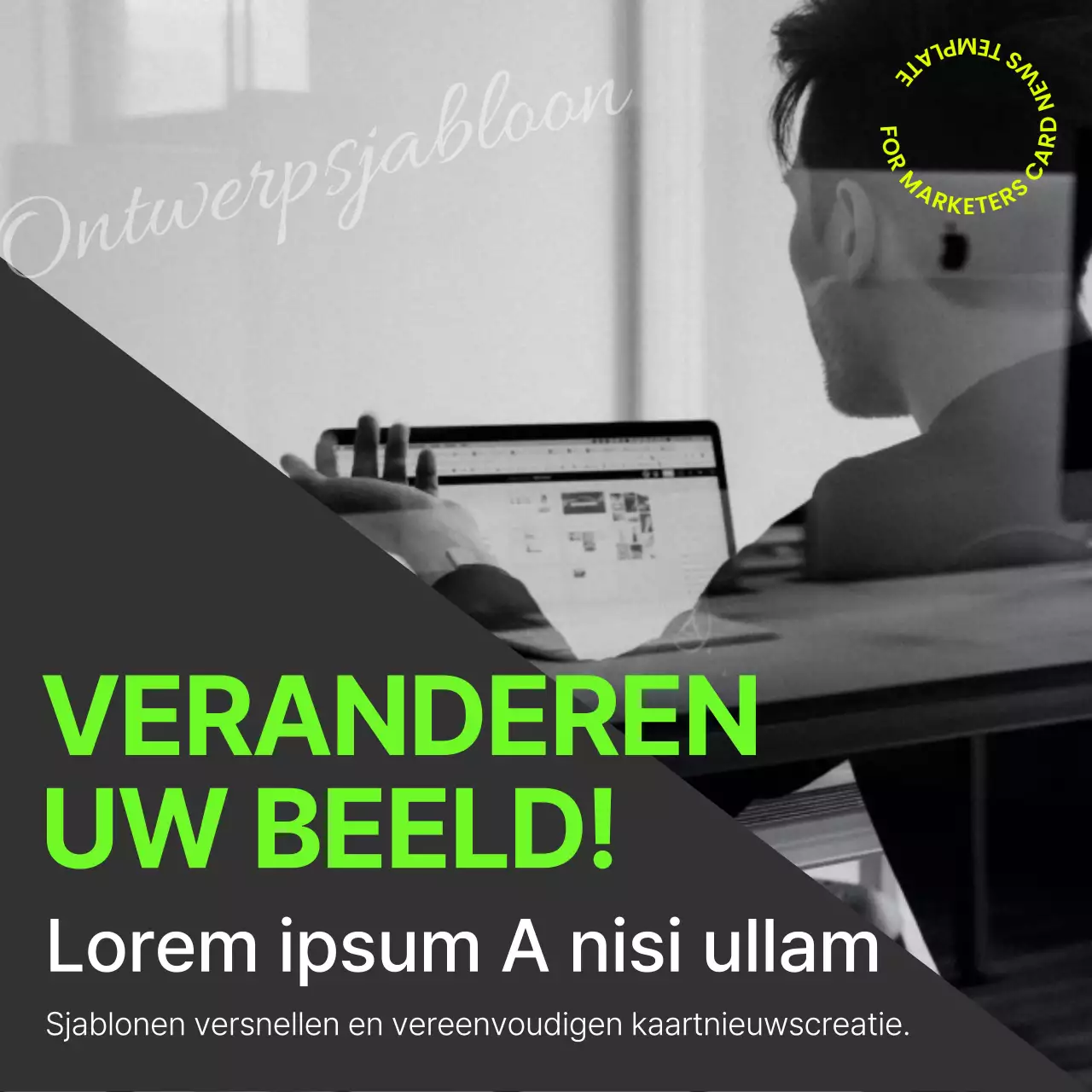 Modern en trendy voorstel voor cardnews sjabloon in marineblauw en fluorescerende kleuren