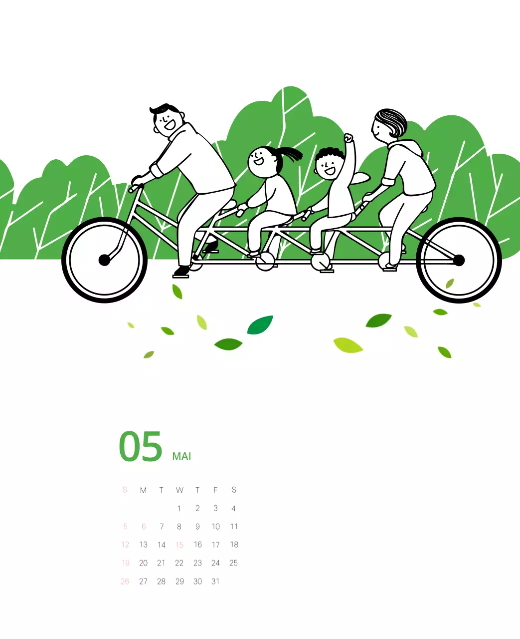 Calendrier illustré multicolore