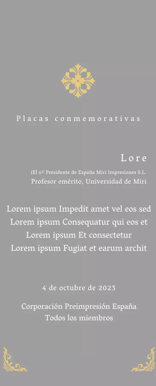 Una placa de encargo de aspecto regio con una elaborada decoración