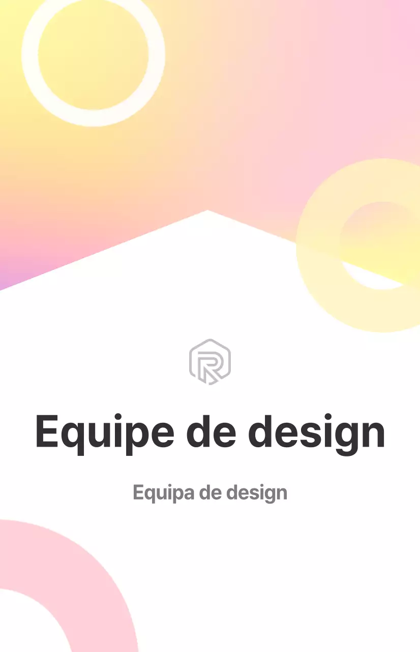 Um cartaz de apresentação do departamento da equipa de design limpo, branco e codificado por cores