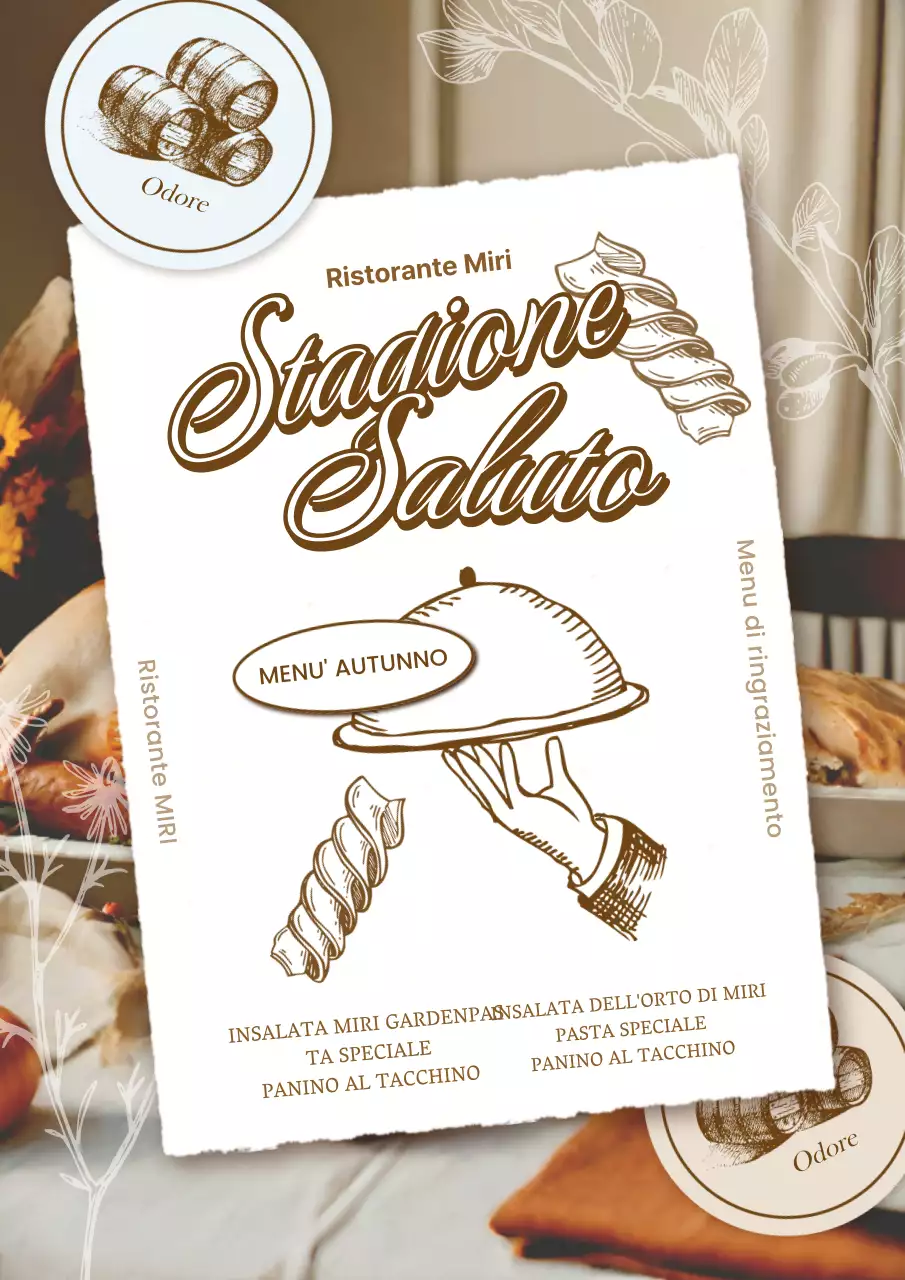 Ristorante vintage in beige e avorio per la stagione autunnalePostilla d'augurio