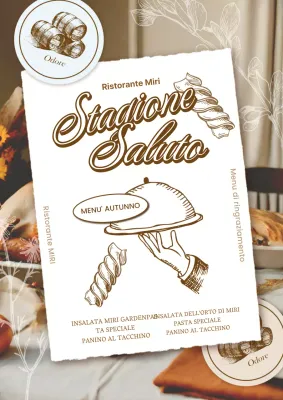 Ristorante vintage in beige e avorio per la stagione autunnalePostilla d'augurio