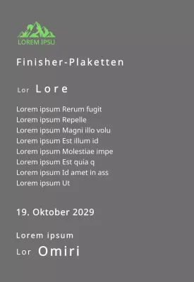 Finisher-Plakette eines Bergclubs mit Clublogo-Konzept und grüner Bergillustration