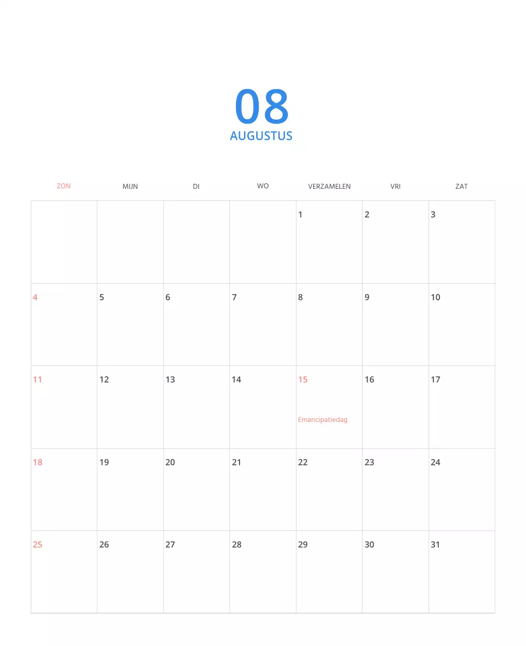 Veelkleurige geïllustreerde kalender