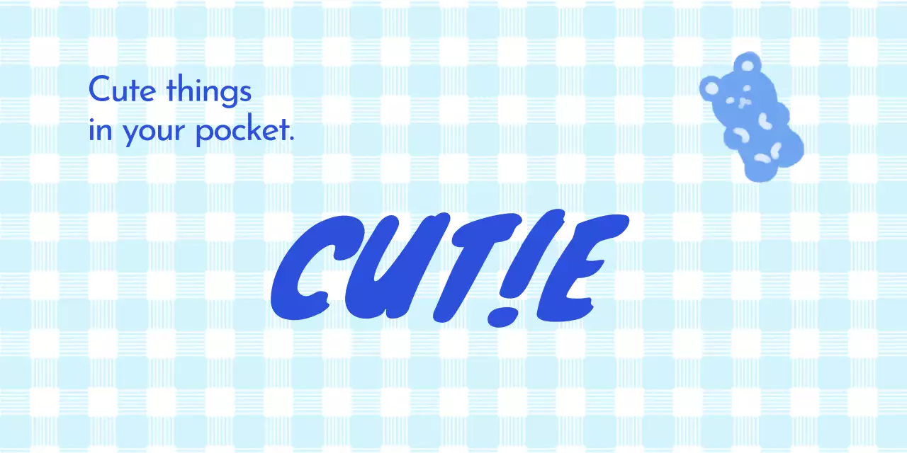 Checkered and cute character merchandise header tag