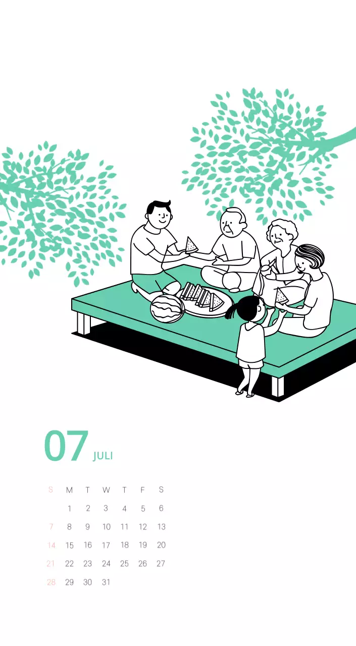 Mehrfarbiger Bildkalender