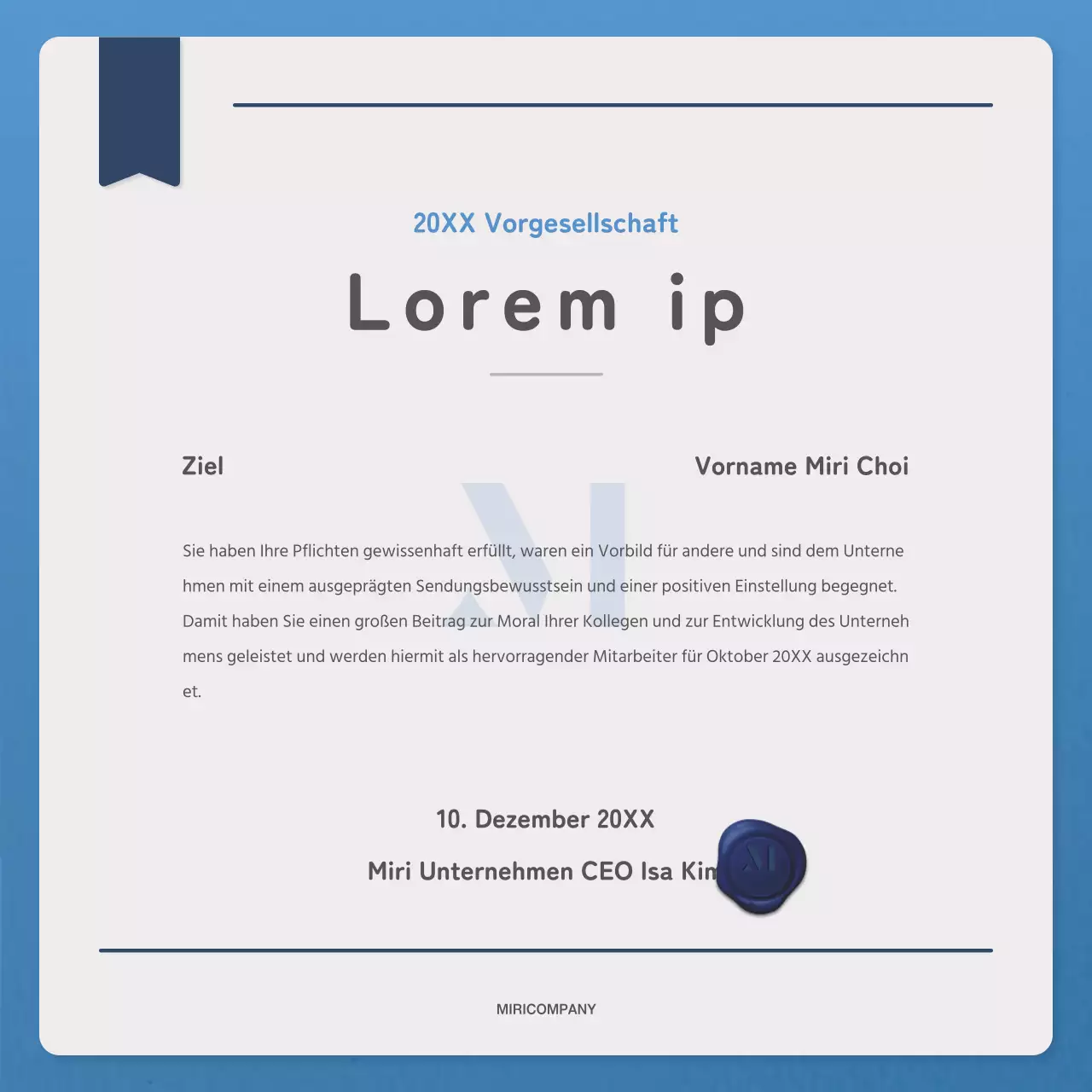 Eine einfache blaue und marineblaue Auflistung Post