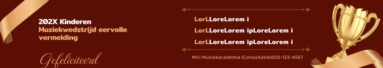 Classy school promotie award lijst met gouden trofeeën en linten op een rode achtergrond