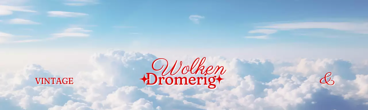 Op vintage geïnspireerde sentimentele koopwaar header tack met een foto van wolken op de achtergrond