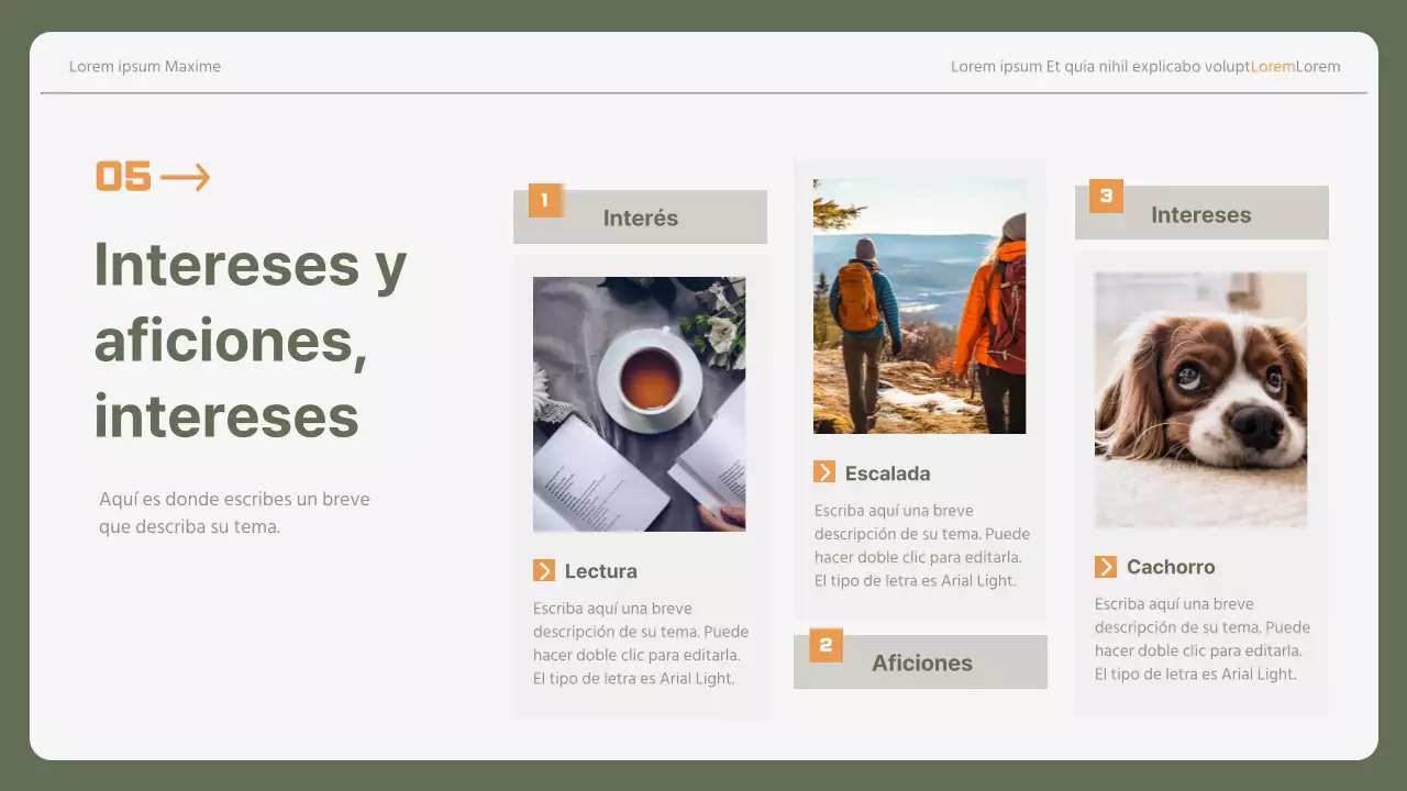 Sencilla carta de presentación corporativa para principiantes en caqui y amarillo