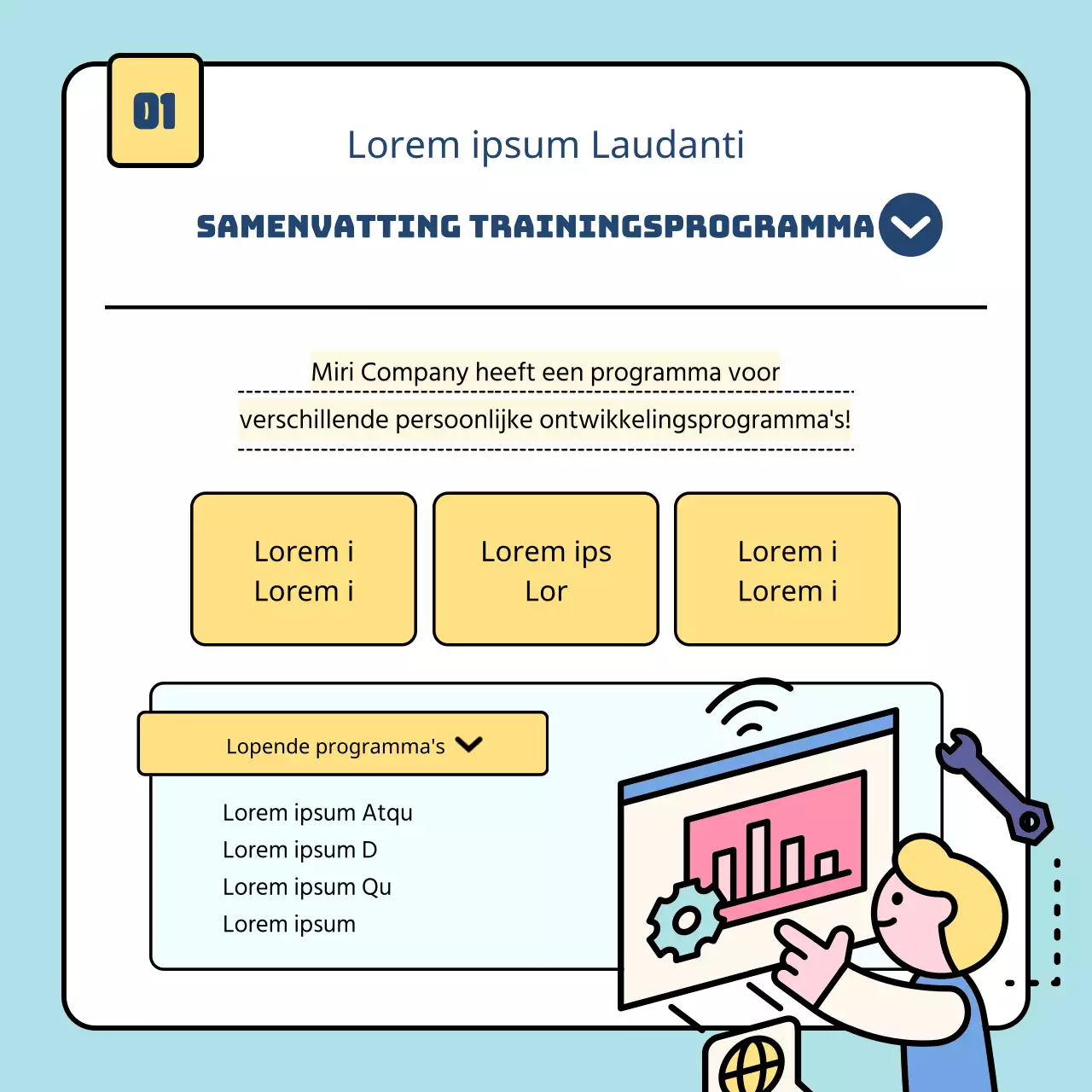 Een gids voor eenvoudige bedrijfstrainingen in lichtblauw en geel