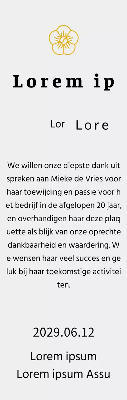 Line Flower's listing concept bedankplaatje