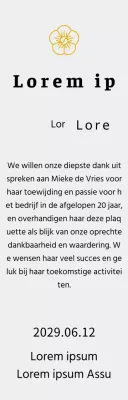 Line Flower's listing concept bedankplaatje