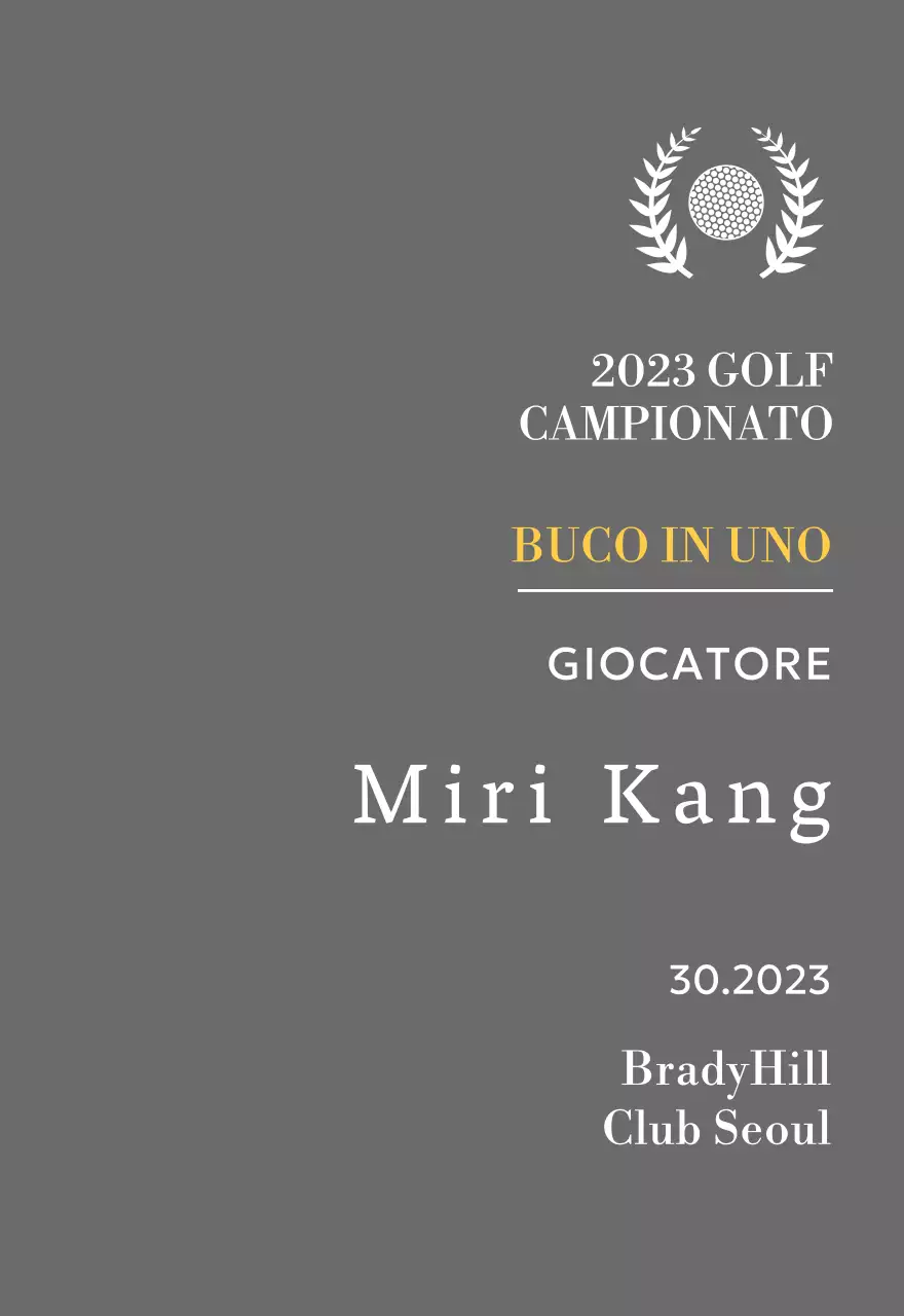 Targa per il vincitore del golf hole-in-one con illustrazione di pallina da golf e corona d'alloro