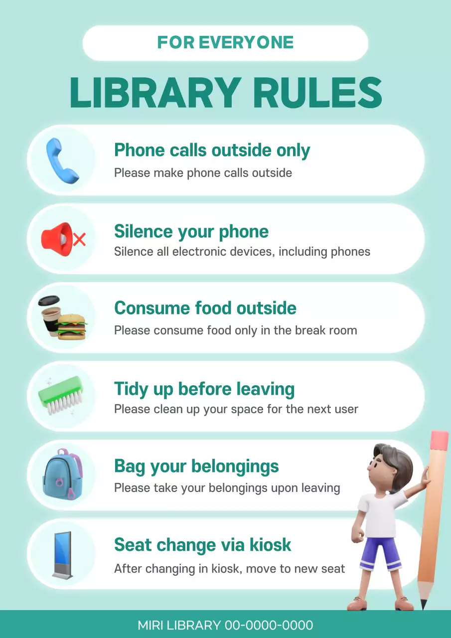 Mint Simple Library Guidelines Poster