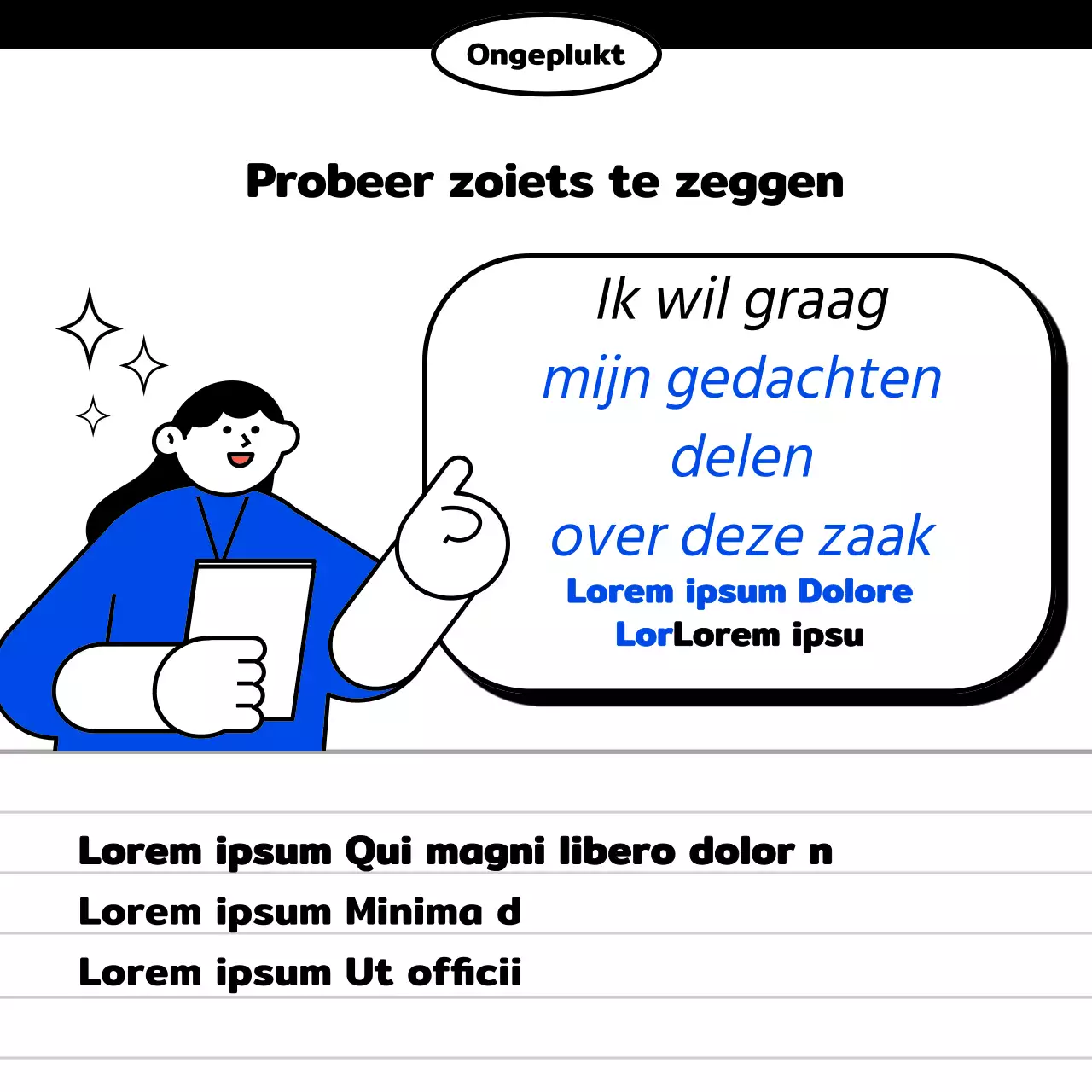 Kitscherige zakelijke Engelse berichten in blauw en zwart-wit