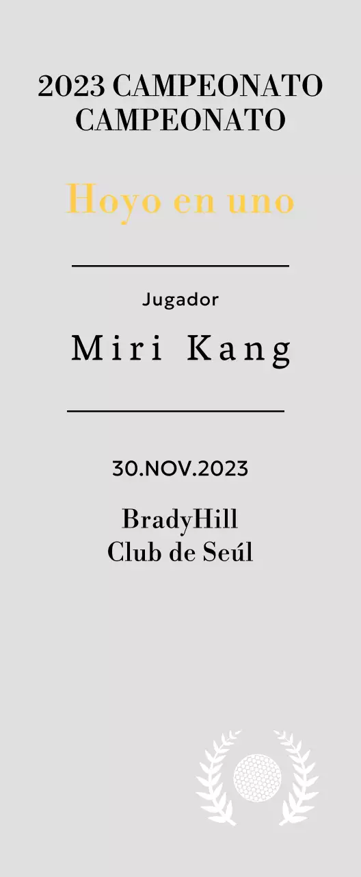 Placa de ganador de hoyo en uno con bola de golf e ilustración de corona de laurel