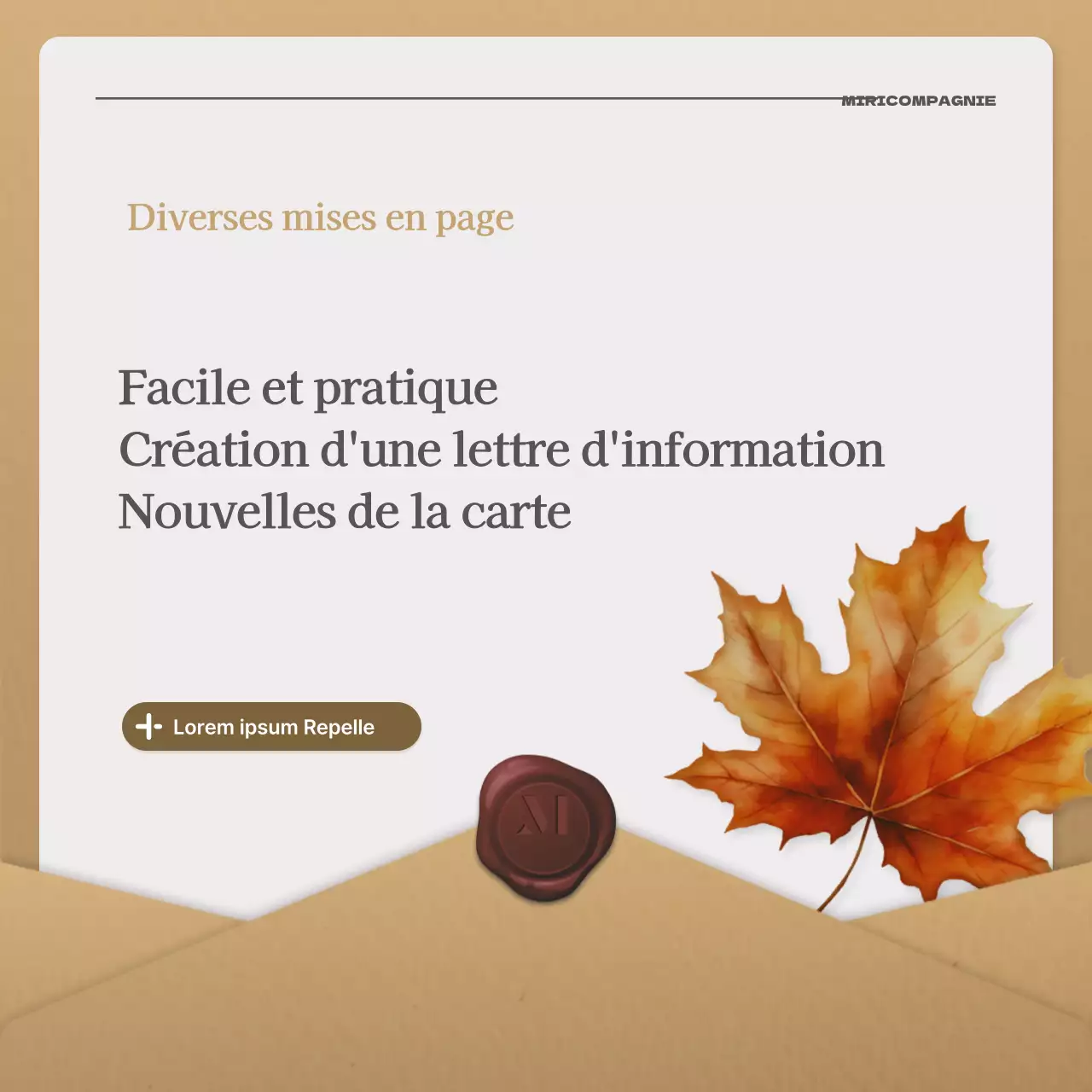 Une lettre d'automne simple en beige et marron Lettre d'information