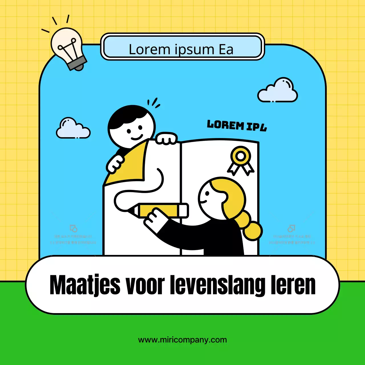 Kitscherig geel en groen opleidingscentrum om werving van studenten te bevorderen