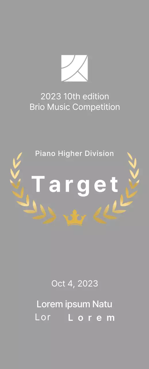 Contest concept winner's plaque with laurel lines and crown illustration