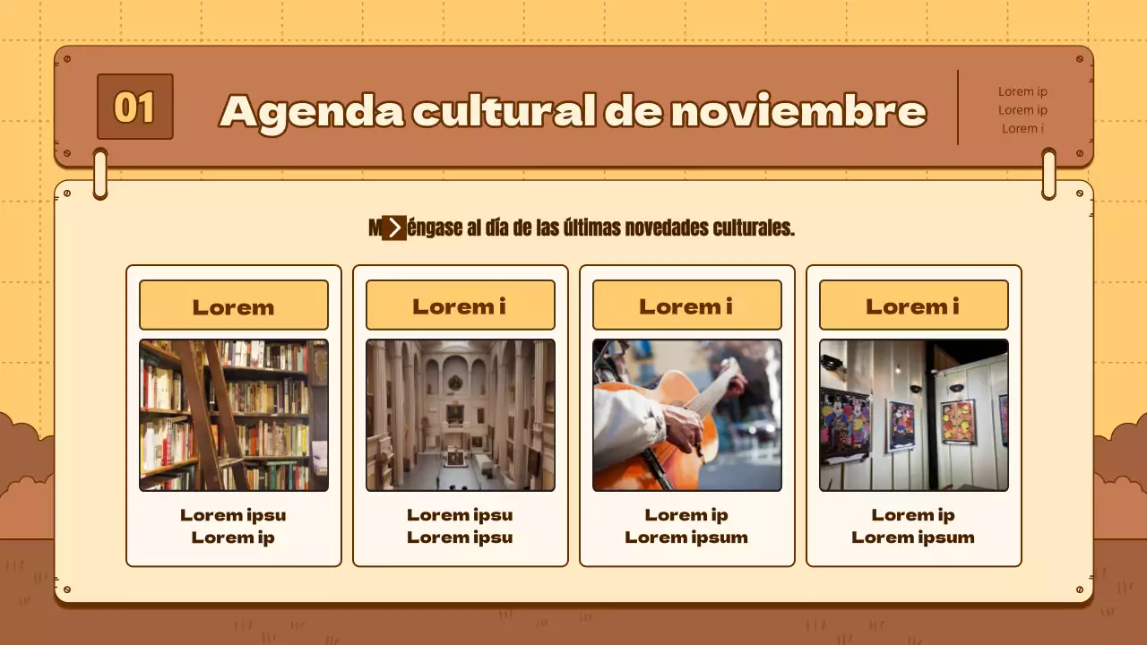 Una sencilla guía de turismo cultural de color amarillo y marrón