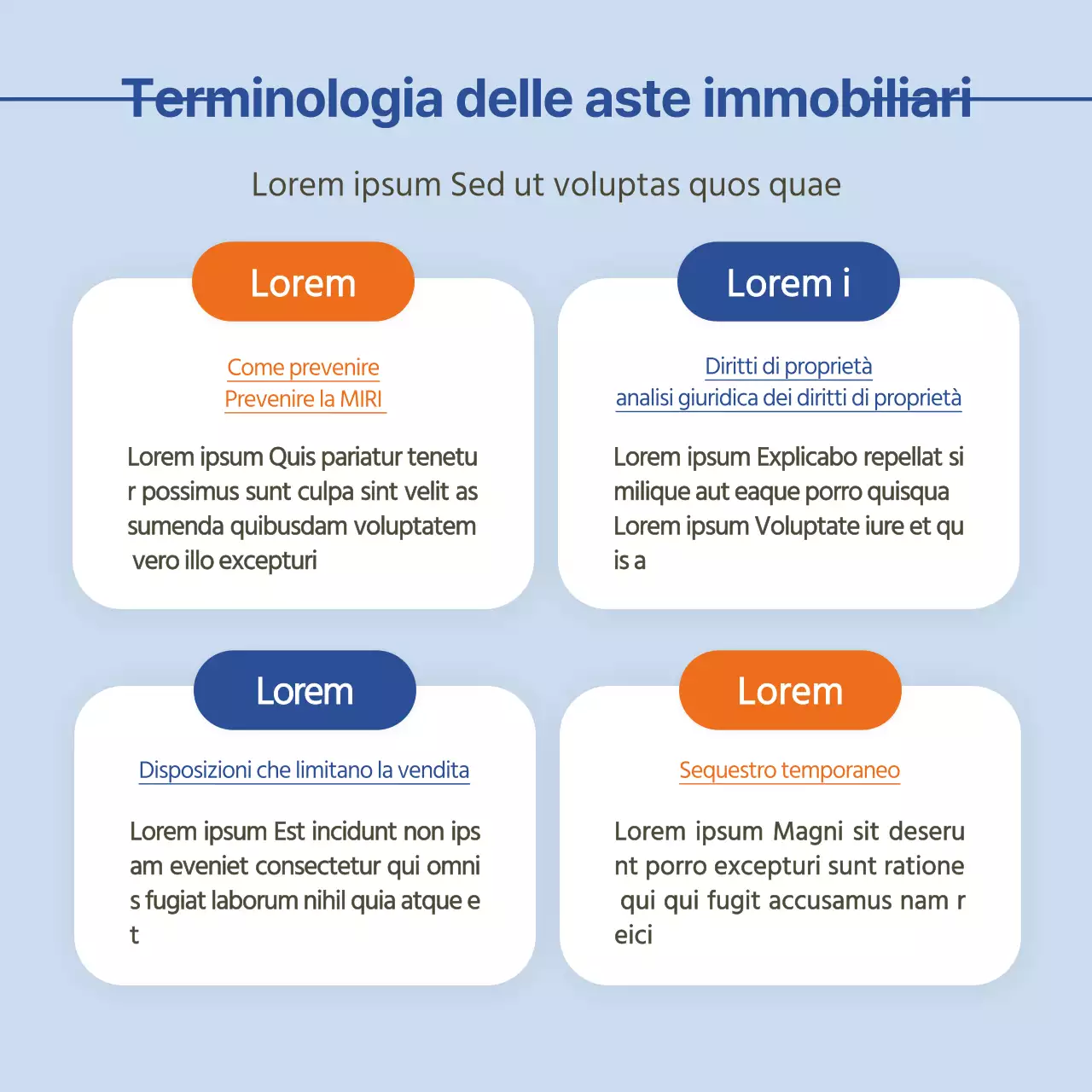 Una semplice guida arancione e blu alle aste immobiliari