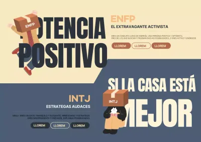 Un sencillo perfil de personalidad MBTI en beige y azul marino @MBTI_PersonalityTypes