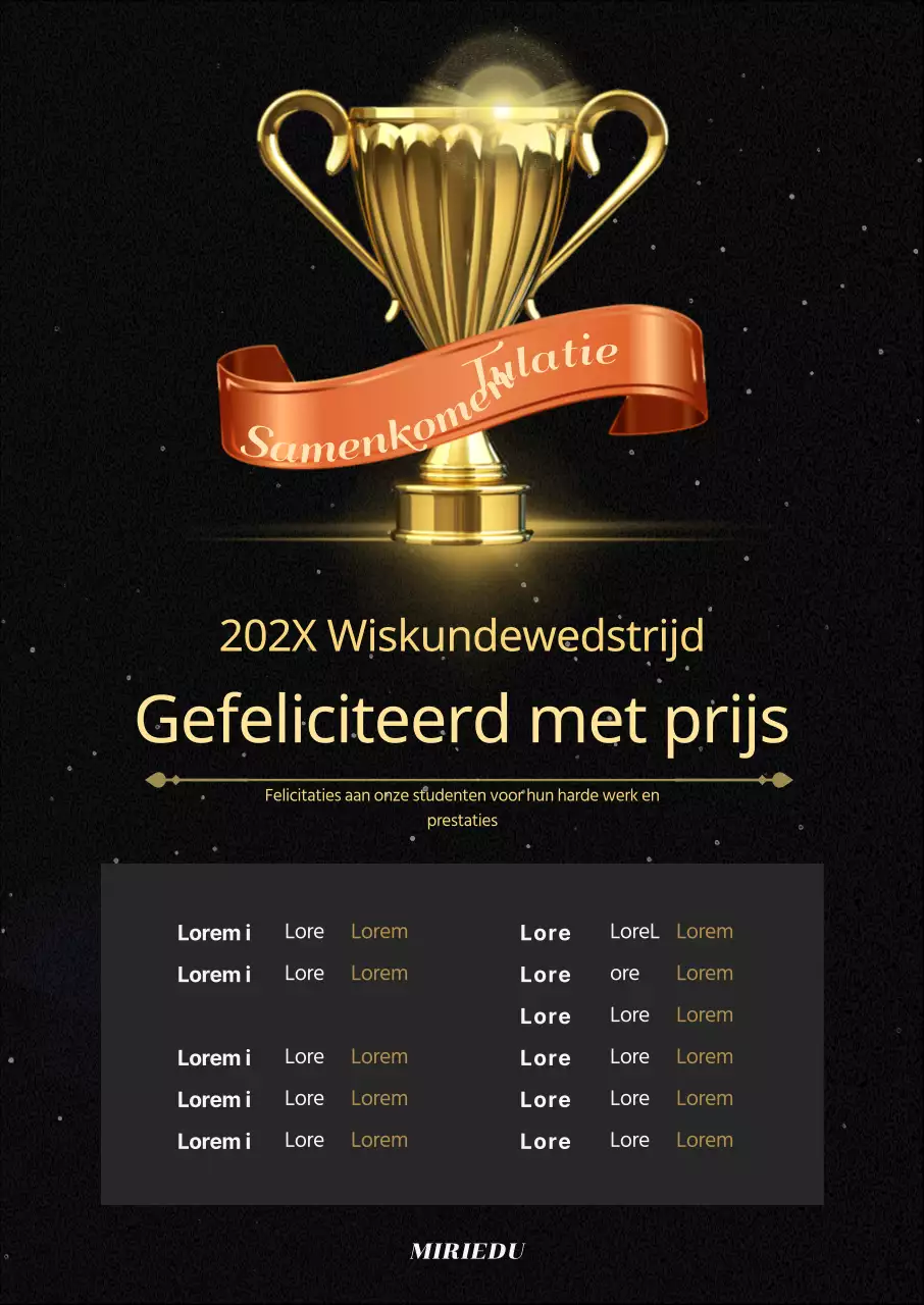 Classy school promotie award lijst met gouden trofee afbeelding met gouden en oranje punten