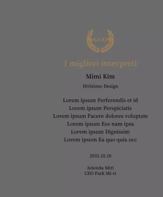 Lussuosa targa di ringraziamento con alloro e timbro in oro