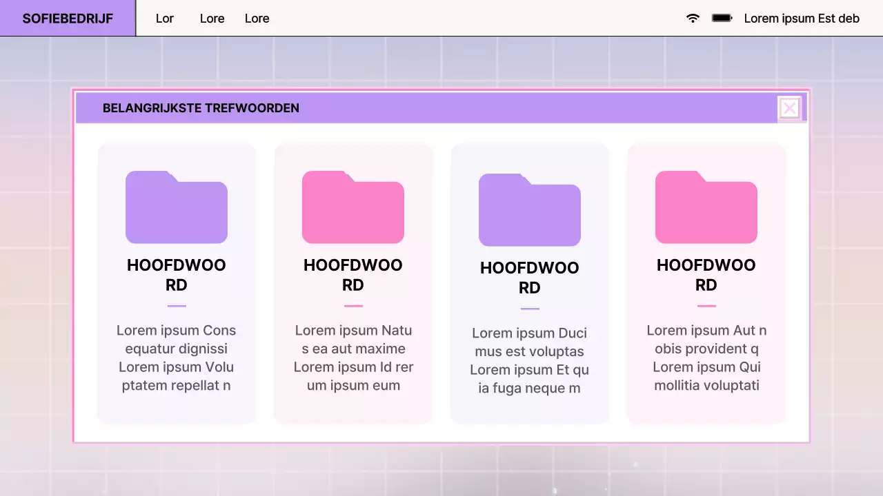 Retro browserontwerprapport in paars en roze