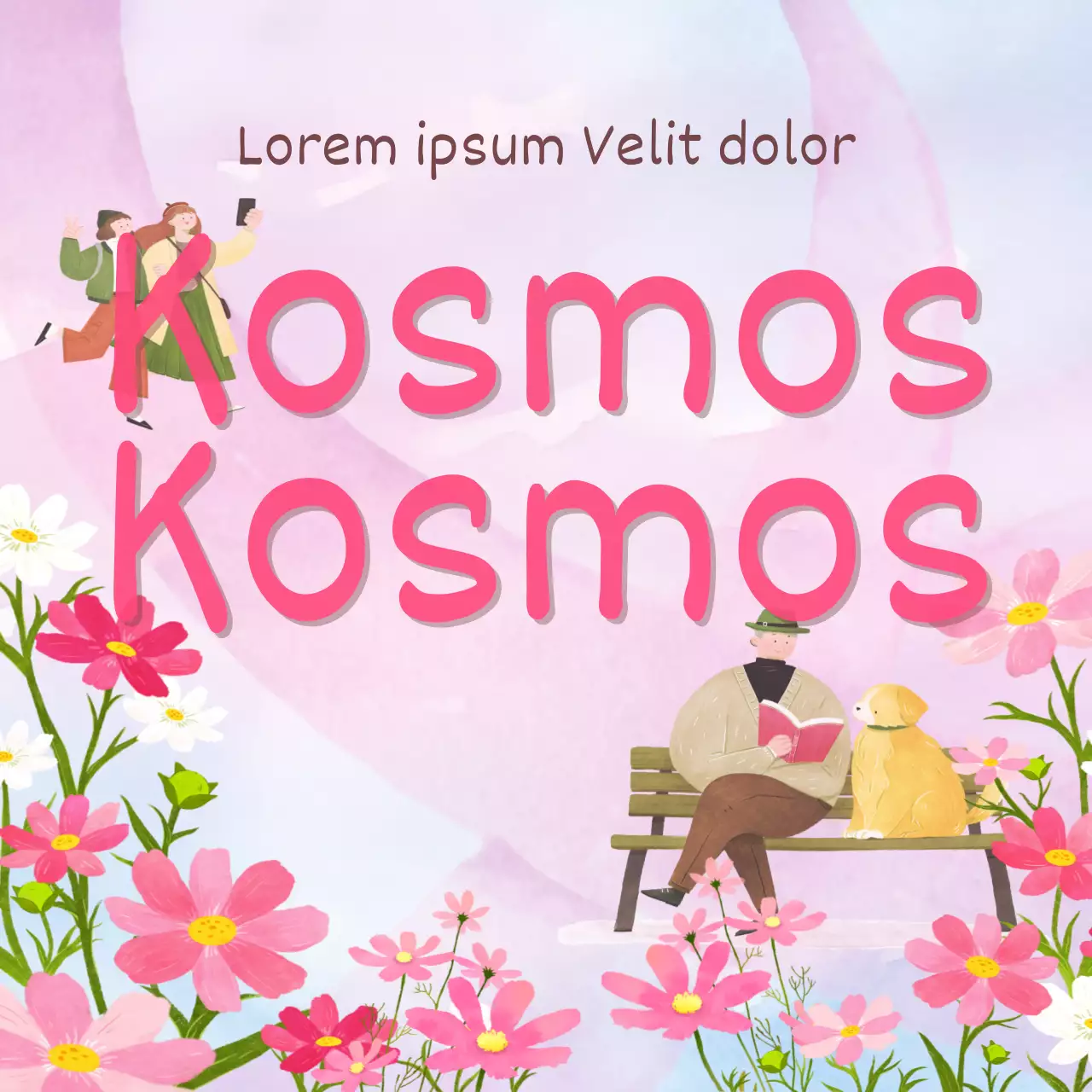 Ankündigung eines trendigen Kosmos-Festivals mit rosa Kulisse