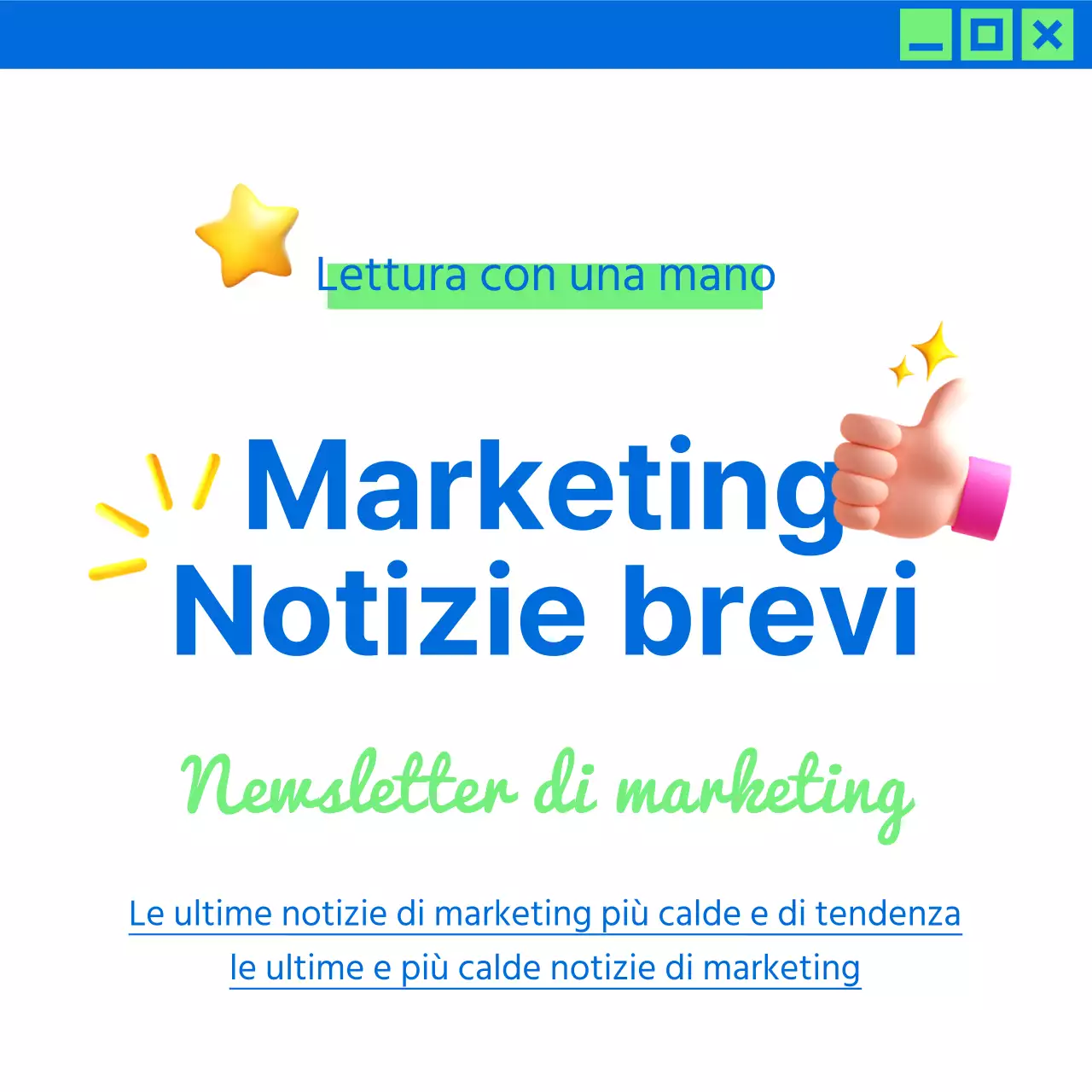 Promuovete le novità di marketing di tendenza in chartreuse e blu