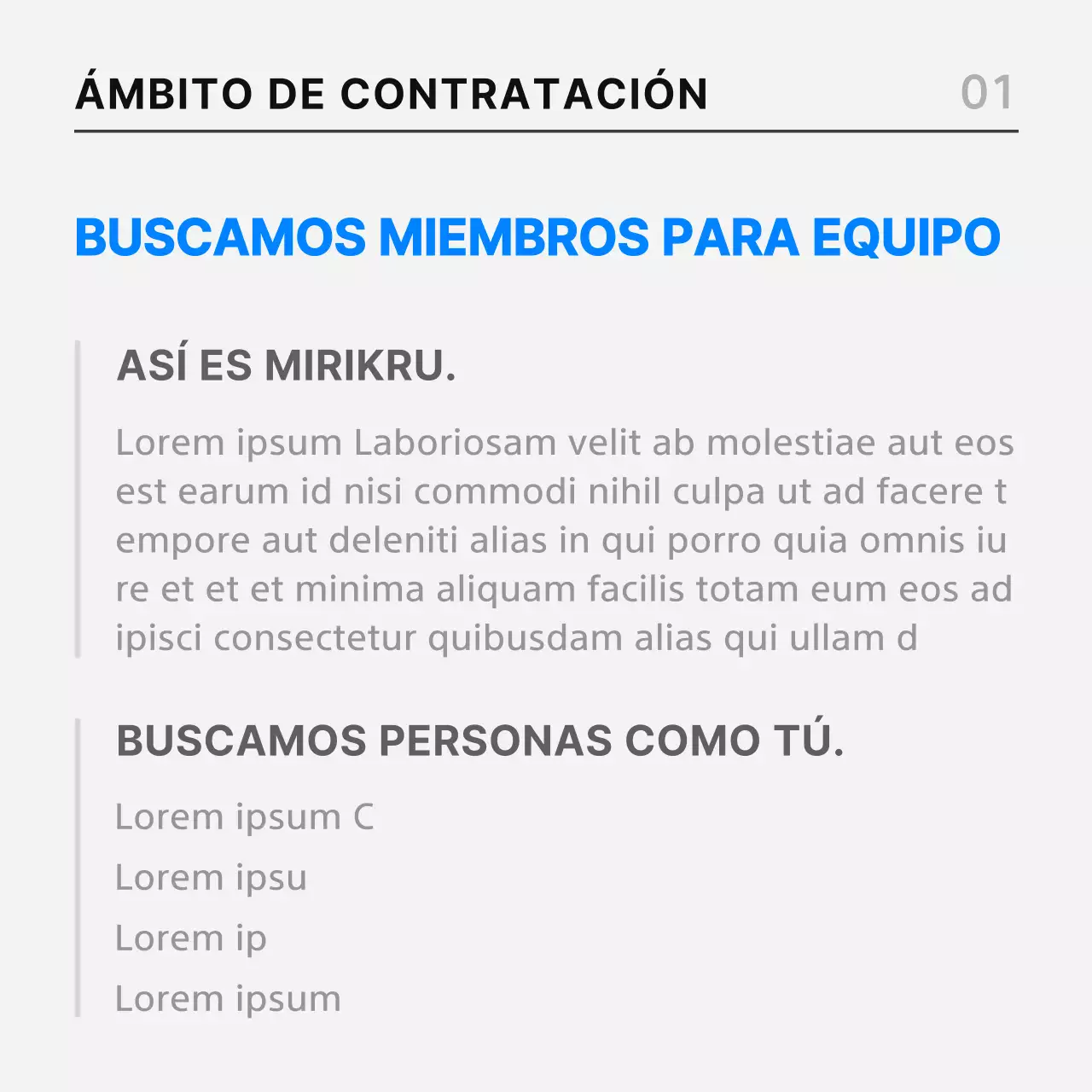 Un simple anuncio de empleo en negro y azul