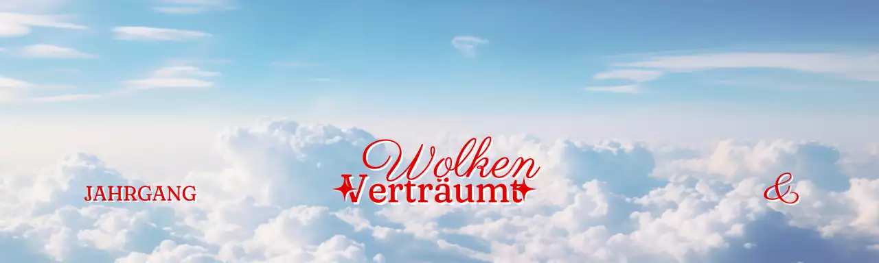 Vintage-inspirierte sentimentale Ware Header tack mit einem Foto von Wolken im Hintergrund