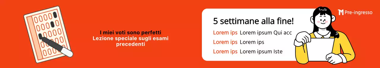 Promozione scolastica con illustrazione del concetto di esame in rosso