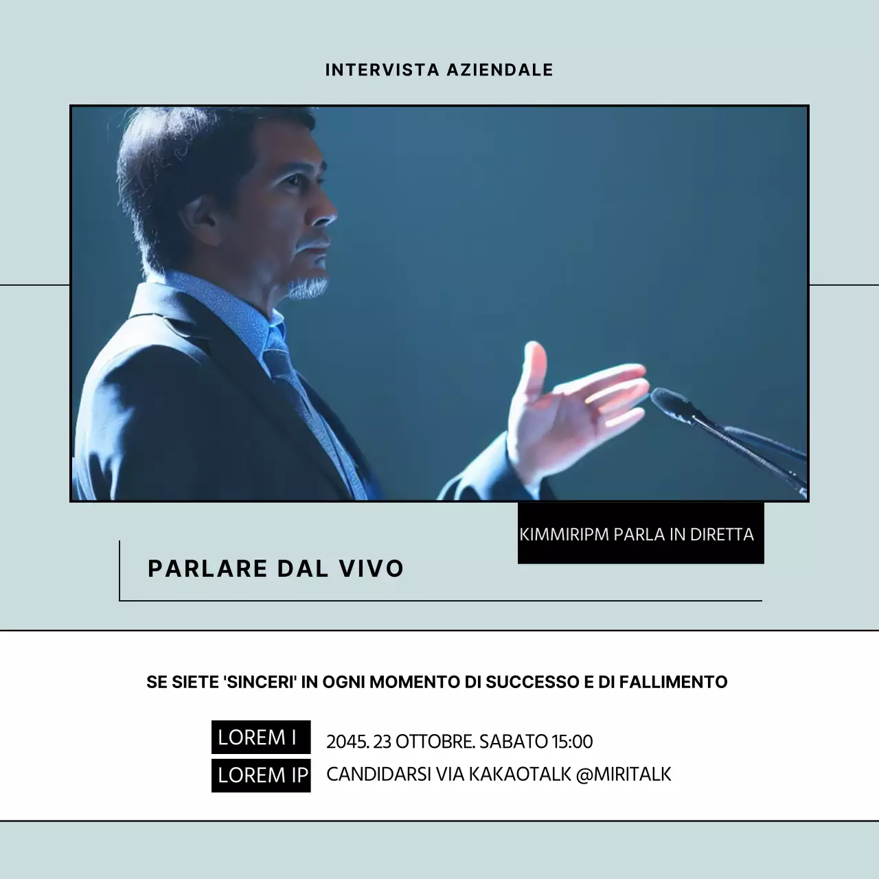 Un semplice post di colloquio aziendale in azzurro