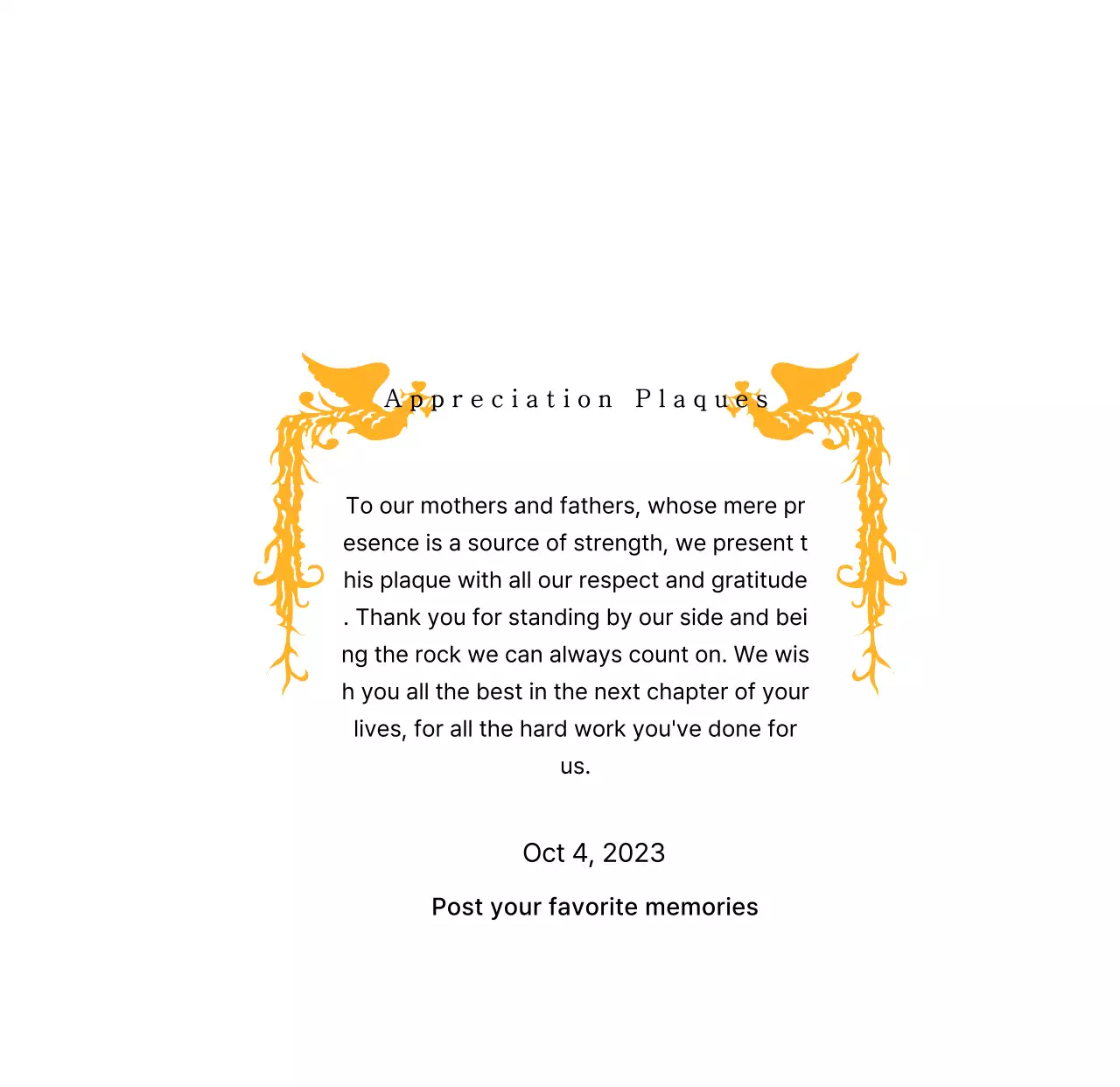 Plakat ucapan terima kasih bertema Hari Ibu dengan ilustrasi burung phoenix