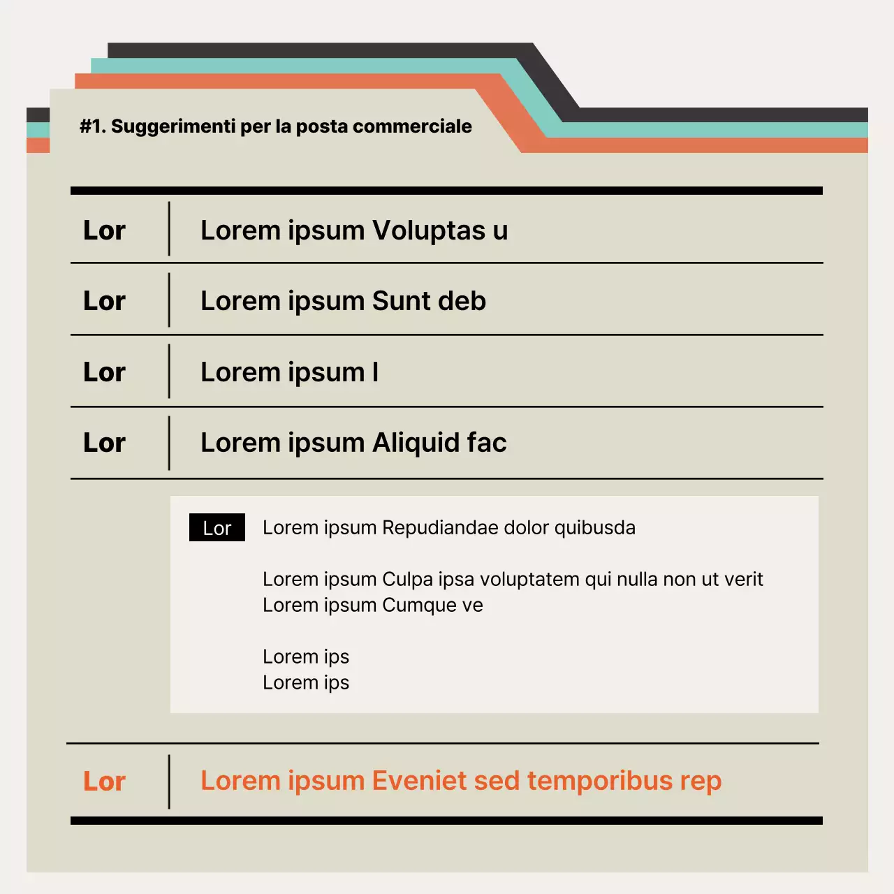 Materiali moderni per l'inserimento dei nuovi assunti in arancione e menta