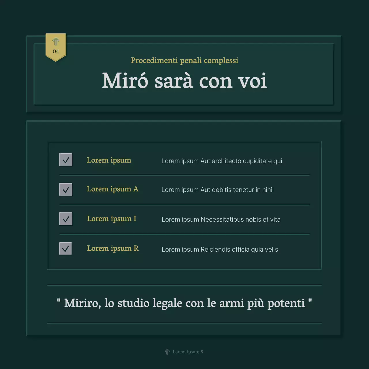 Profilo aziendale semplice dello studio legale in verde e giallo