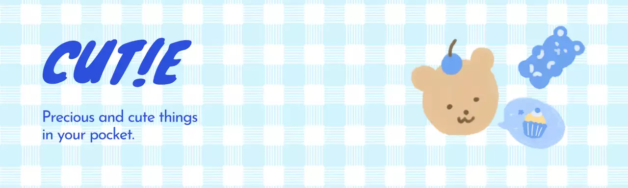 Checkered and cute character merchandise header tag