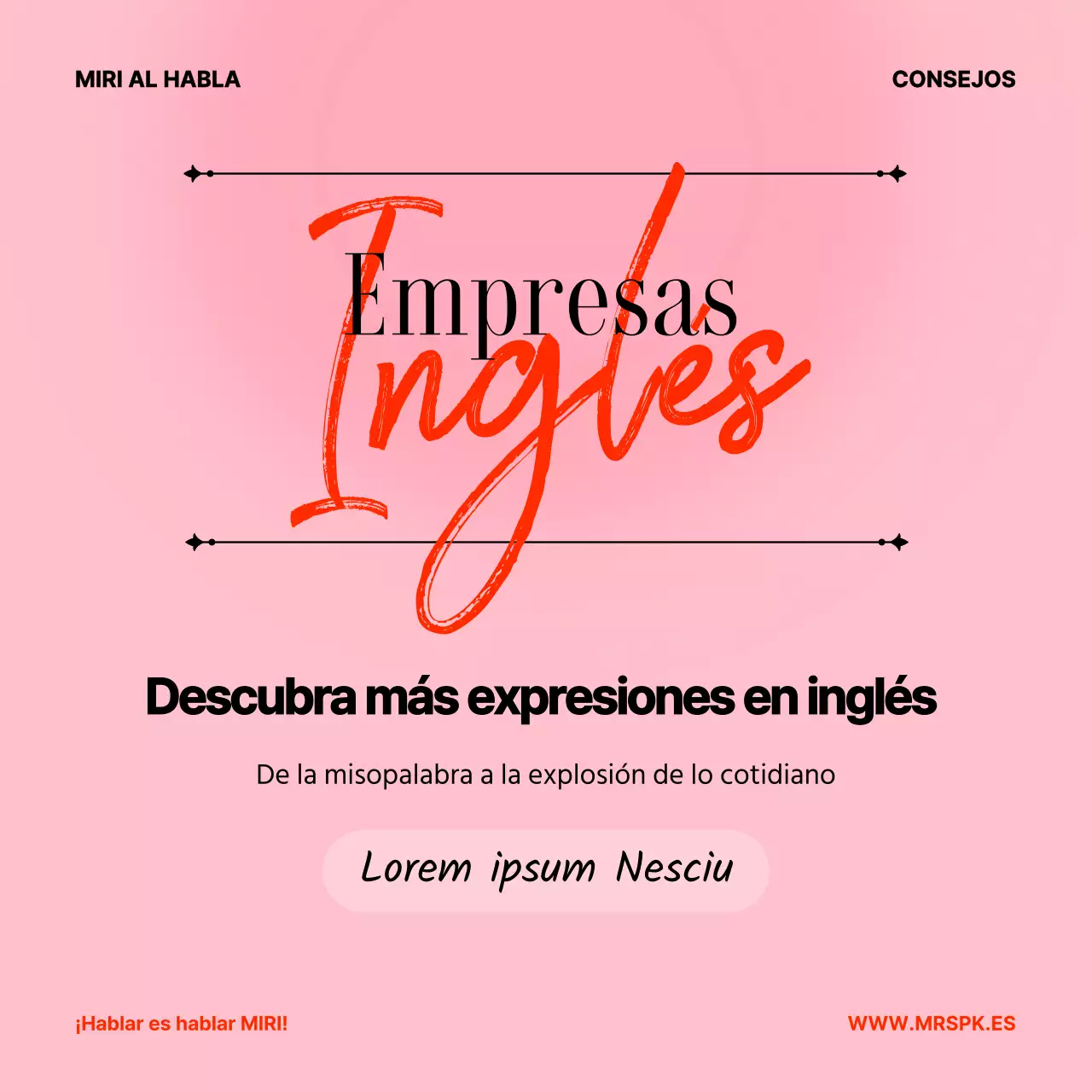 Material didáctico de inglés comercial minimalista en rosa y blanco