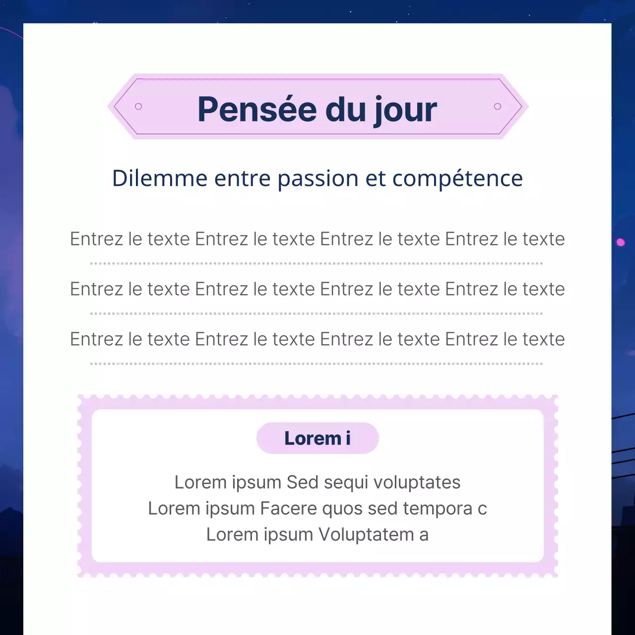 Promouvoir le conseil en bleu marine et en violet, une couleur très tendance