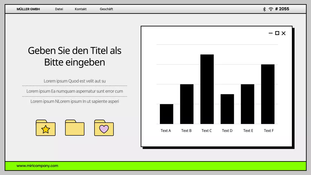 Einfache Computer-Desktop-Benutzeroberfläche in Grau und Chartreuse Firmenprofil