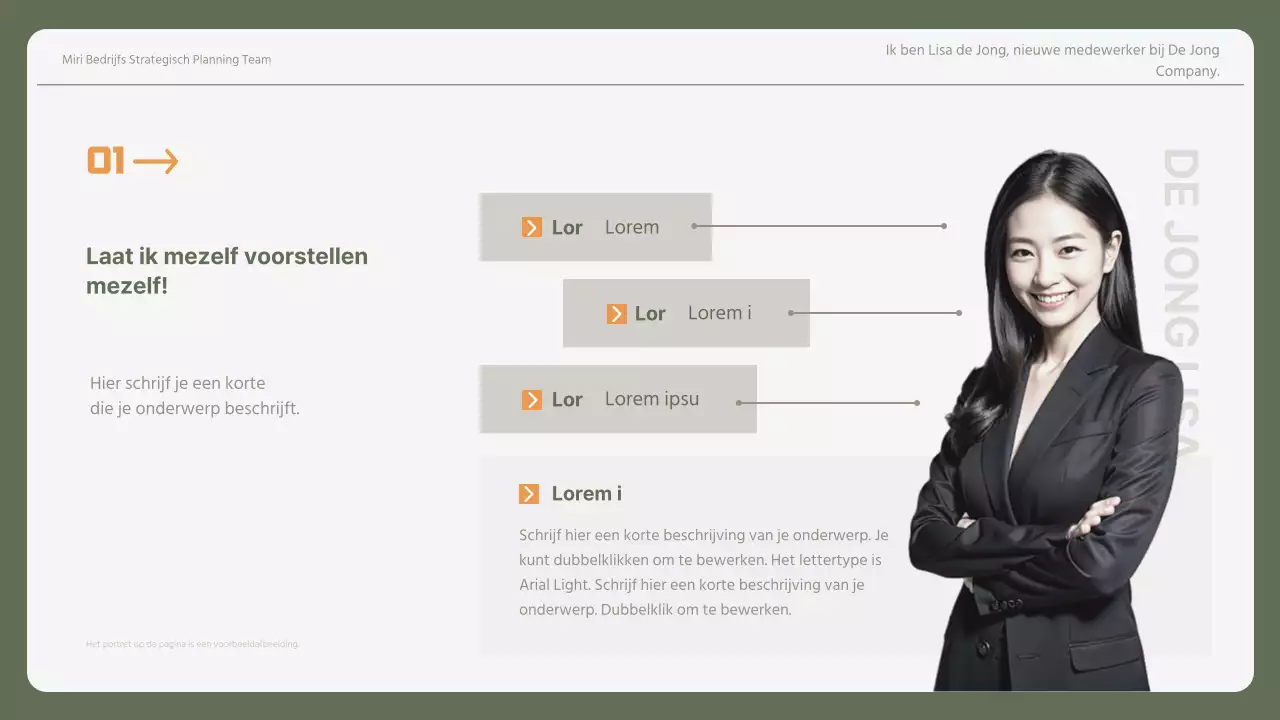Eenvoudige zakelijke sollicitatiebrief in kaki en geel